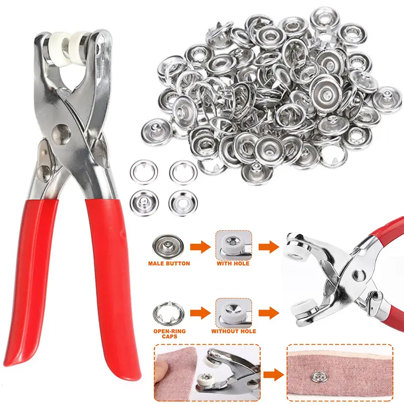 Snap Fastener Set - 400 шт. зубчатые кольца 9,5 мм,