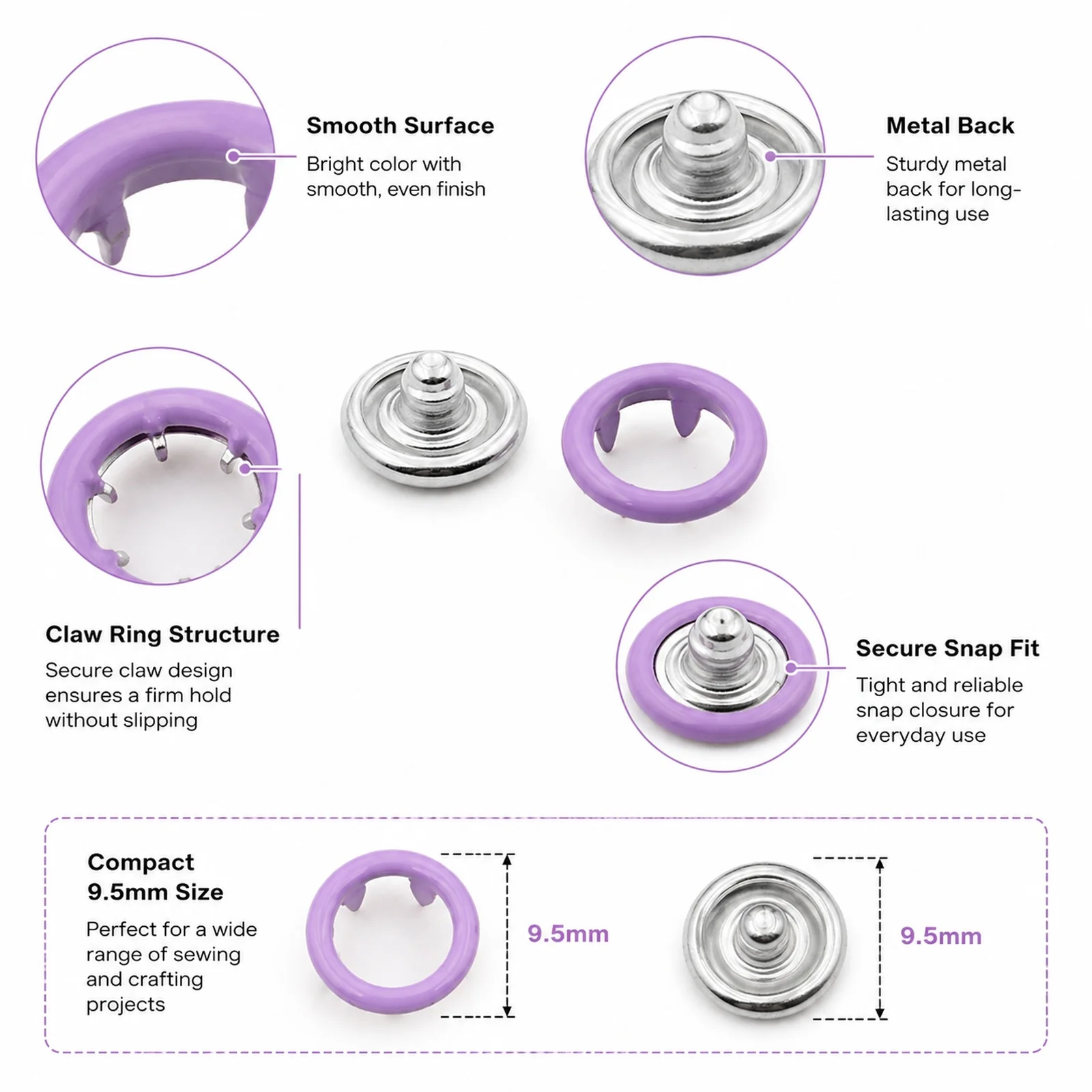 25-100 комплектов 9,5 мм, 12 ц – обзор и цена Snap Fastener Set
