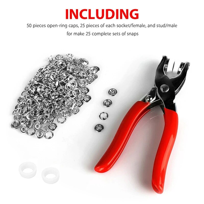 400 шт. зубчатые кольца 9,5 мм – обзор и цена Snap Fastener Set